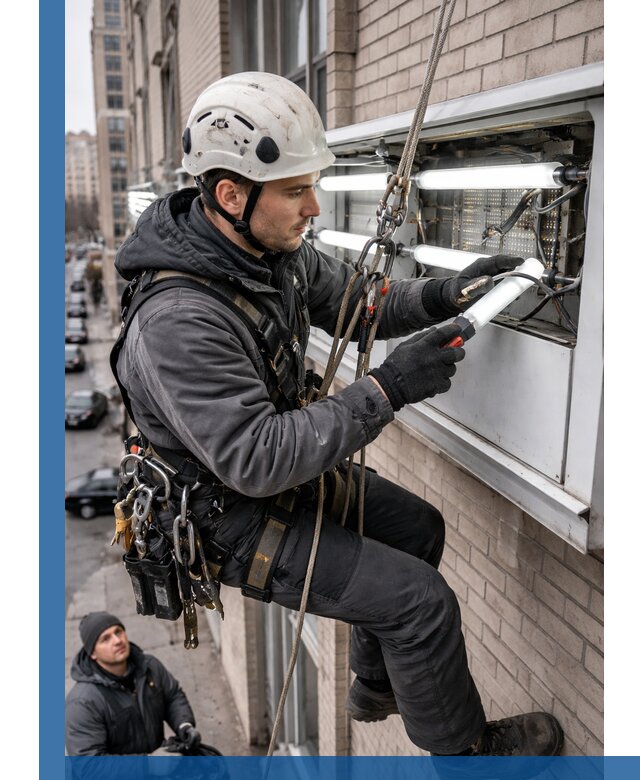 Профессиональная замена ламп в наружной вывеске в Осинниках