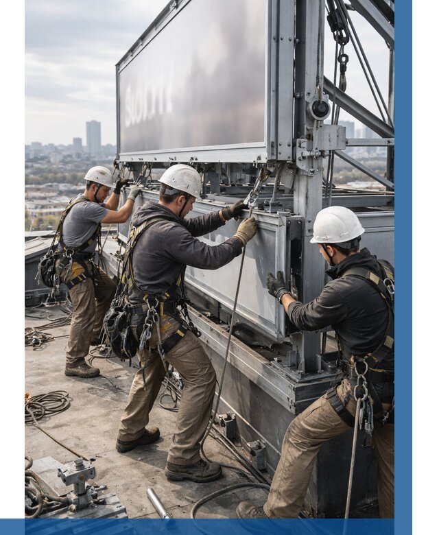 Монтаж крышной рекламной конструкции в Осинниках от 61506 р.|ВЫСОТНИК-Снн