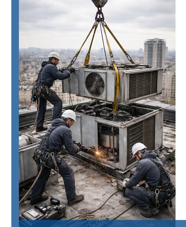 Демонтаж крышной установки в Осинниках любой сложности