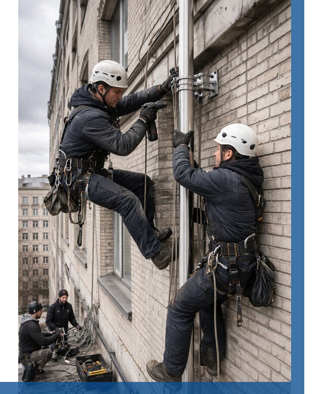 Монтаж флагштока на здании в Осинниках от 6663 р. | ВЫСОТНИК-Снн