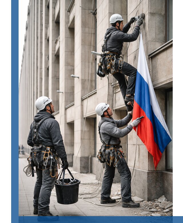 Профессиональная установка флагов на фасаде в Осинниках