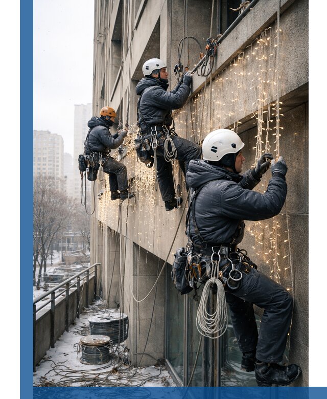 Монтаж новогодней иллюминации и украшение фасадов в Осинниках