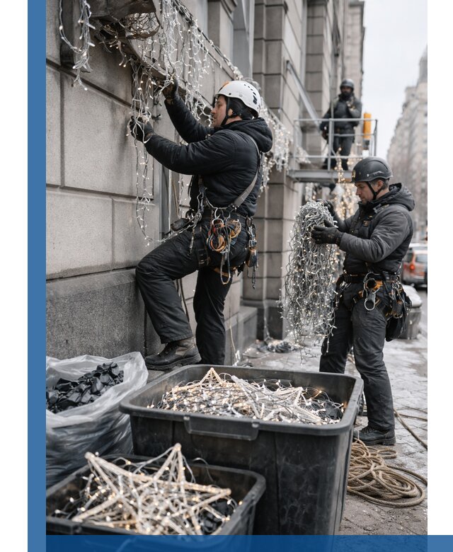 Демонтаж новогоднего оформления и гирлянд в Осинниках