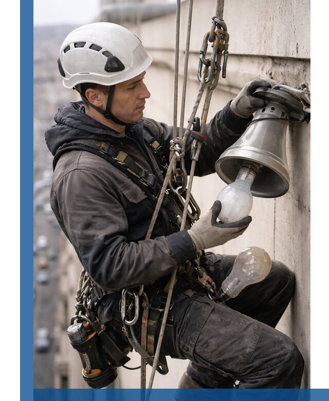 Замена ламп на высоте в Осинниках профессионально и быстро