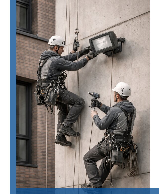 Профессиональный монтаж фасадных прожекторов в Осинниках под ключ