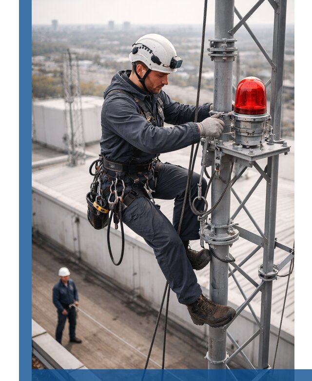 Монтаж заградительных огней и обслуживание объектов в Осинниках