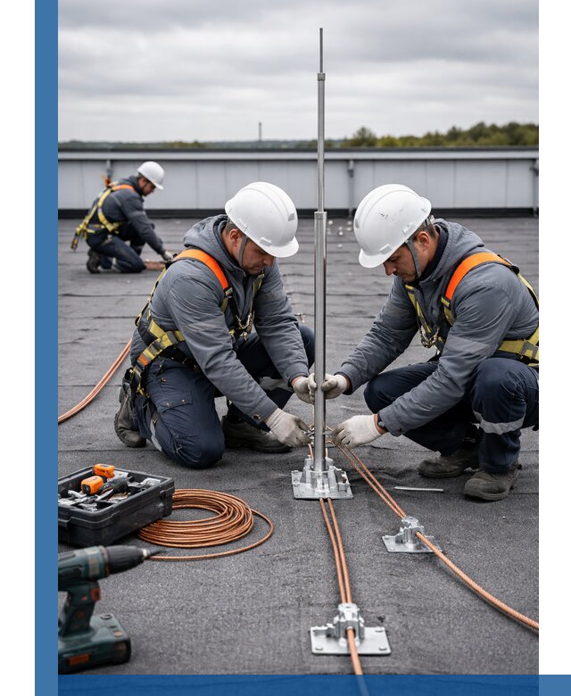 Монтаж молниезащиты на кровле в Осинниках под ключ с гарантией