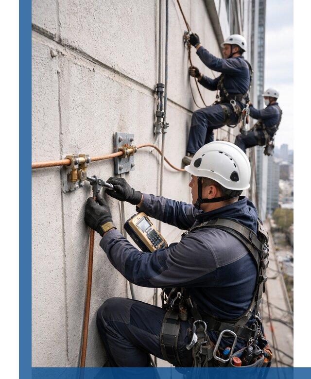 Монтаж системы заземления здания и молниезащиты в Осинниках