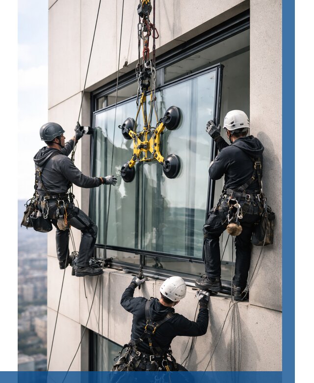 Монтаж стеклопакетов на высоте в Осинниках от 3280 р. | ВЫСОТНИК-Снн