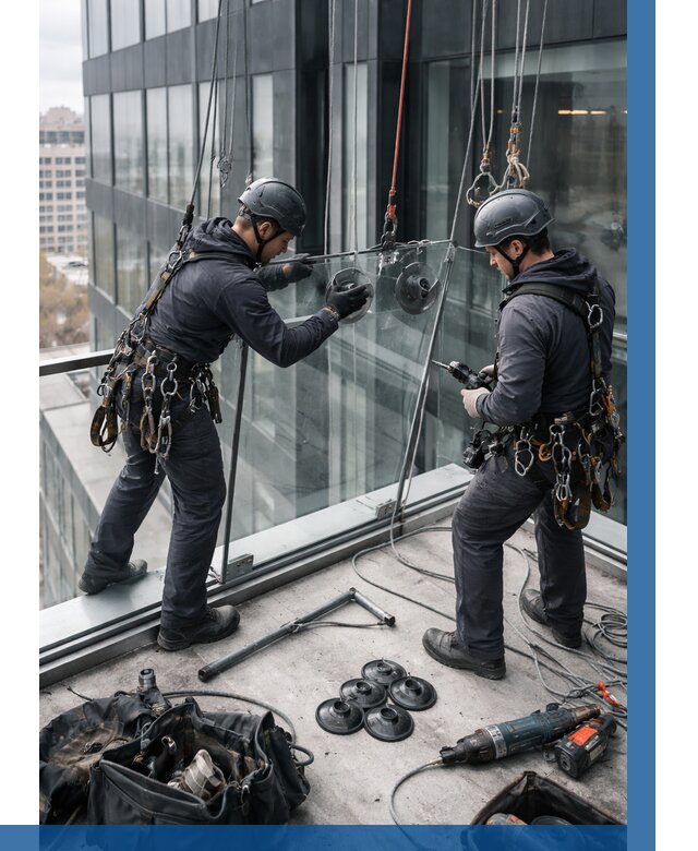 Монтаж стеклянных ограждений в Осинниках от 2563 р. | ВЫСОТНИК-Снн