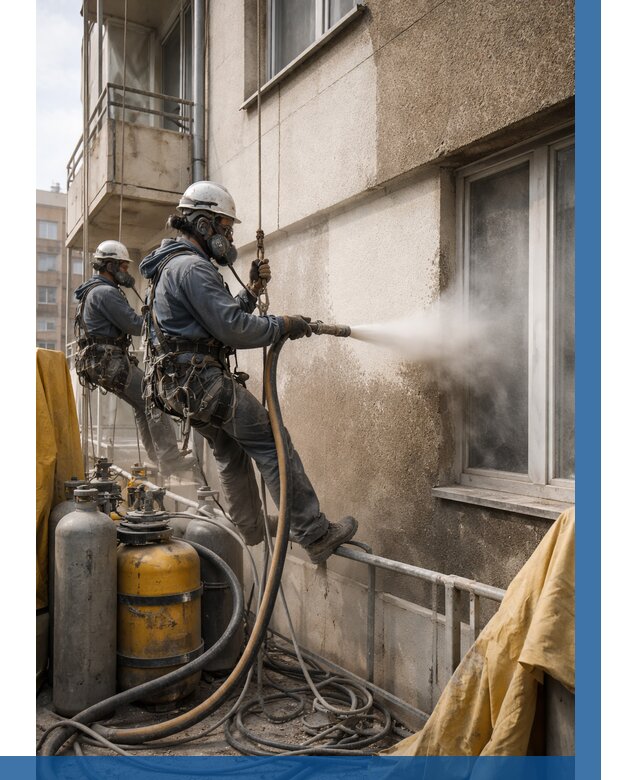 Пескоструйная очистка фасада в Осинниках от 666 р. | ВЫСОТНИК-Снн