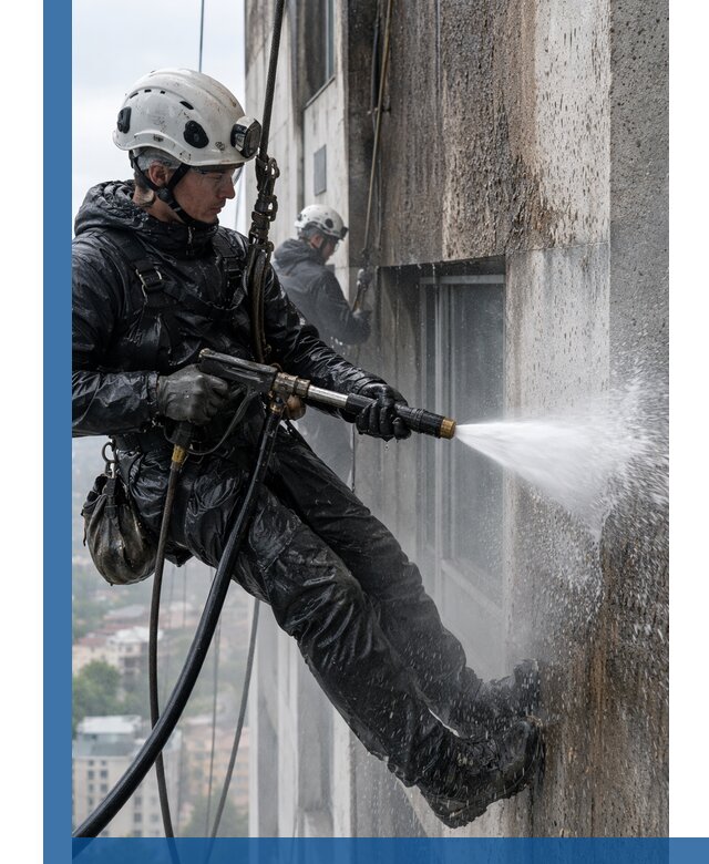 Гидроструйная очистка фасадов и конструкций в Осинниках