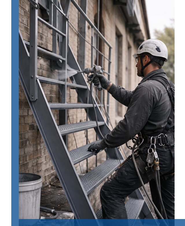 Покраска и антикоррозионная защита пожарных лестниц в Осинниках