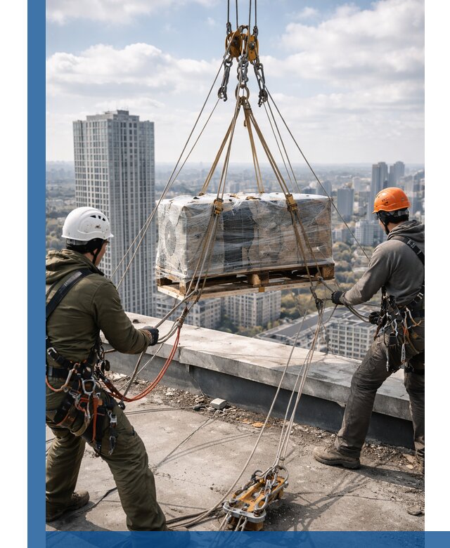 Подъем и монтаж крупногабаритных грузов на крышу в Осинниках