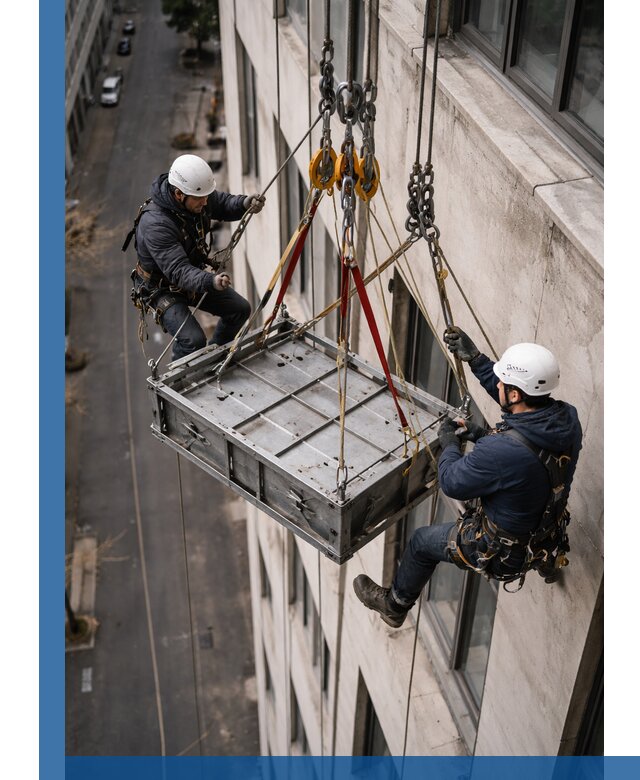 Спуск и подъем грузов по фасаду в Осинниках для зданий