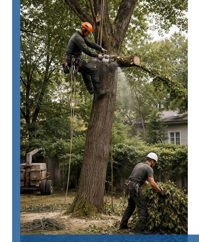 Кронирование деревьев в Осинниках, безопасная высотная обрезка